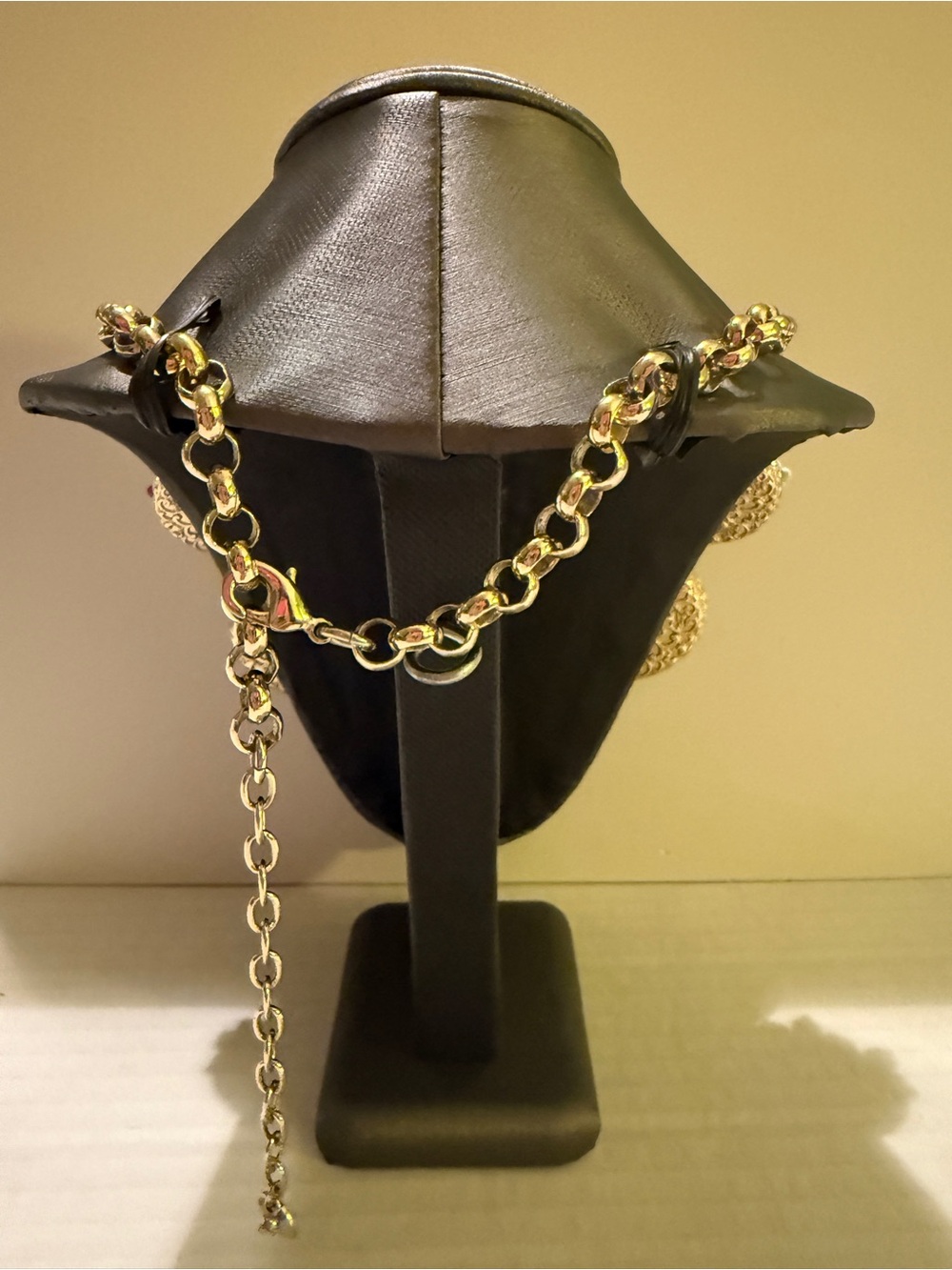 Talbots Vtg Floral Statement Gold Tone Enamel Beaded Rhinestone Bib Necklace - Picture 2 of 7